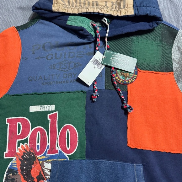 Ralph Lauren Polo Patchwork fleece hoodie- Dark cobalt - Picture 12 of 12